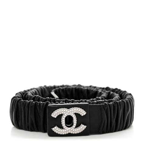 chanel cc turnlock belt|CHANEL Ruched Calfskin Crystal CC Turnlock Belt 90 36.